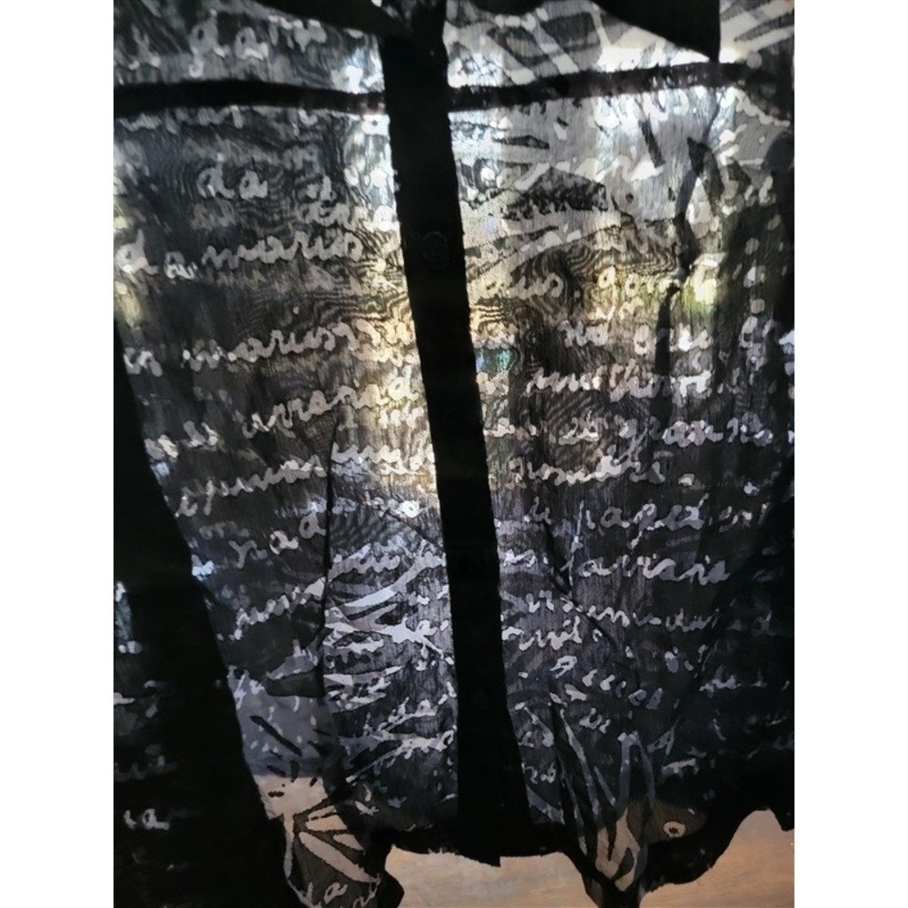 NWOT Mirasol Linen Sheer Long Sleeve Black Button Up Shirt 121752 - Picture 7 of 8